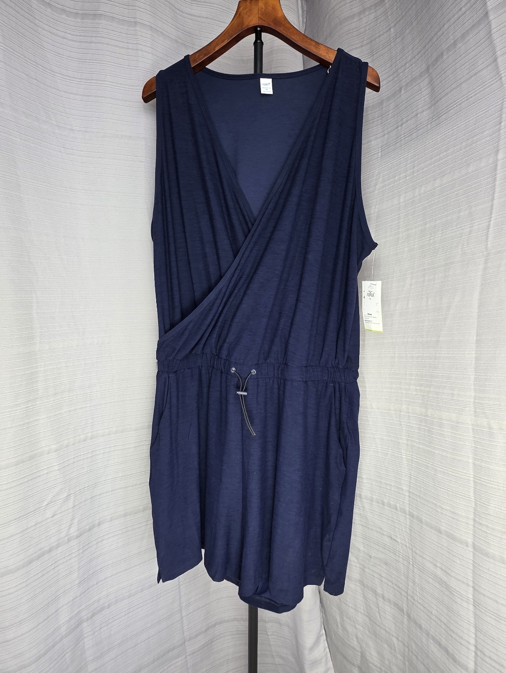 Old Navy Active XL Romper Navy Short Surplice Top Athleisure Pockets NWT